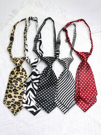 1条豹纹条纹双层小领带，适合休闲和街头风格，也适合圣诞装饰。