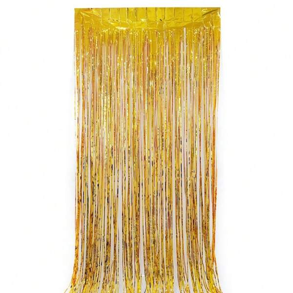 Shiny Rain Curtain With Golden Tassels, Birthday Party Decorations, Wedding Ceremony Stage Backdrop