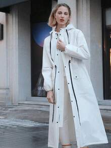 1 Pc EVA Thick Full Body Fashion Raincoat For Women, Windproof And Waterproof Rain Jacket Travel Outdoor Activities Rain Wear Cycling Traveling Climbing Portable Raincoat, Ladies Casual Style. Adult Raincoat, Outdoor Cycling,Stay Dry And Stylish,For Adults Students , Hiking Rain Cape, Rainproof Poncho Raincoat.