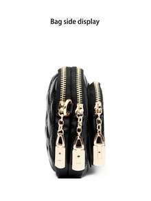 时尚简约拉链斜挎包，多功能女士户外手机钱包