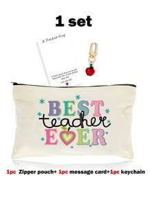 1 PEÇA/5 PEÇAS/10 PEÇAS Organizador de Maquiagem com Tema de Professor de Carta do Arco-Íris, Estilo Y2K Impressão de Letra do Arco-Íris Letra Colorida Design Engraçado Necessaire Portátil para Viagem, Bolsa de Maquiagem, Organizador de Maquiagem, Armazenamento de Maquiagem, Bolsa de Cosméticos, Bolsa de Higiene, Capacidade Grande, para Férias, Praia, Banheiro, Coleção de Quarto