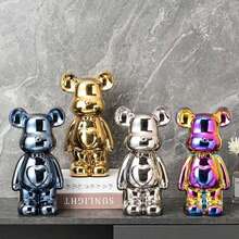 Decoración de oso de cerámica de 28 cm con forma de corazón, figura de oso de peluche de dibujos animados, decoración de alta gama para sala de estar, gabinete, gabinete de TV y ornamento para mostrador de bar - Multicolor - Ver 2