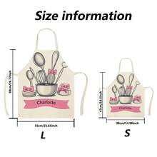 1pc Custom Name ,Mother's Day Gift,Customized Name, Women Custom Name Apron Personalized Apron Customized Name Logo Picture Name Chef Apron Perfect For Girl - Beige - View 6