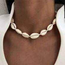 1 件夏季海滩珠宝项链手工制作贝壳波西米亚项链适合女士日常佩戴