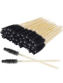50 peças/100 peças Pincéis Descartáveis de Rímel de Cristal, Escovas para Extensão de Cílios, Sobrancelhas e Maquiagem, Suprimentos para Extensão de Cílios