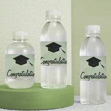 10pcs/Set Graduation Theme Water Bottle Labels, Light Green Background Black Text Gift Wrapping Labels, Suitable For Decorating Drinks, Cans, Cups For Birthday, Shower, Engagement, Picnic Party Occasions, Wedding Water Bottle Labels, Gift Wrapping Supplies
