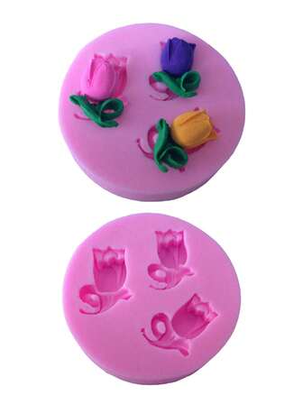 1pc Multi-Style 3-Flower Aroma Silicone Mold DIY Baking Handmade Decor, Soft Pottery, Resin Diffuser Stone Plaster Decoration