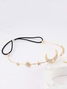 1pc Unique Design Hair Band With Star, Moon & Leaf Decor, Superior Craftsmanship & Material, Minimalist Fashion, Versatile For Parties, Weddings & Dances