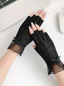 1双女士半指防晒手套，薄款蕾丝骑行手套，透气舒适，适合夏季驾驶/骑行 - 彩色 - 查看 5