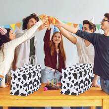 24 Pieces Cow Print Gift Bags Cow Party Favors Non Woven Tote Bags With Handle Reusable Cow Goodie Bags Candy Bag For Cow Theme Birthday Party Gender Reveal Wedding Items Supplies