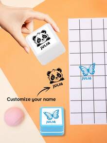 LICVIC 1pc Custom Square Signature Stamp For Kids, Back To School Supplies For Kids,Name Stamps Personalized, DIY Customized Self Inking Name Stamp, Stamps For Signing Name With Icons, Panda, Mermaid, Dinosaur, Unicorn, Baby Elephant, Butterfly, Rainbow, Reproduce Your Handwriting Signature, Exquisite And Compact, Easy To Carry - Style a - View 7