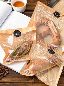 50pcs Bundle Brown Paper Bags For Baking Bread, Breakfast Loaf, Sliced Toast Packaging, Transparent For Sandwich, Pineapple And European-Style Bread, Biscuit Self-Sealing Bag, Food Packaging Bag, Packaging Bag - Multicolor - View 6