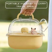 Portable Transparent Hamster Transport Cage With Water Bottle - Breathable Travel Carrier For Small Pets, Suitable For Gerbils And Mice, Durable PP Material, Latch Closure System