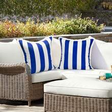 2PCS Waterproof Fringe Throw Pillow Covers, Stripe Decor Cushion Covers For Outdoor Patio, Balcony, Sofa - Blue - View 4