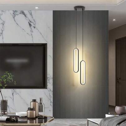 LED 现代吊灯家居装饰灯具单头/双头吊灯装饰灯具简约黑色/金色吊灯奢华家居装饰暖白光/三色灯光铝制吊灯带 LED 灯带适用于卧室床头儿童房咖啡厅农舍现代办公室房间装饰 1 件室内照明装饰