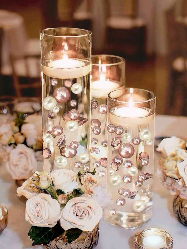 Relleno de florero de perlas falsas de 100g/200g/400g, perlas sin agujero de 10/16/20mm mezcladas, ideal para velas flotantes, accesorios de florero, centro de mesa, para cumpleaños, bodas, aniversarios, fiestas temáticas, ambientación, decoración del hogar