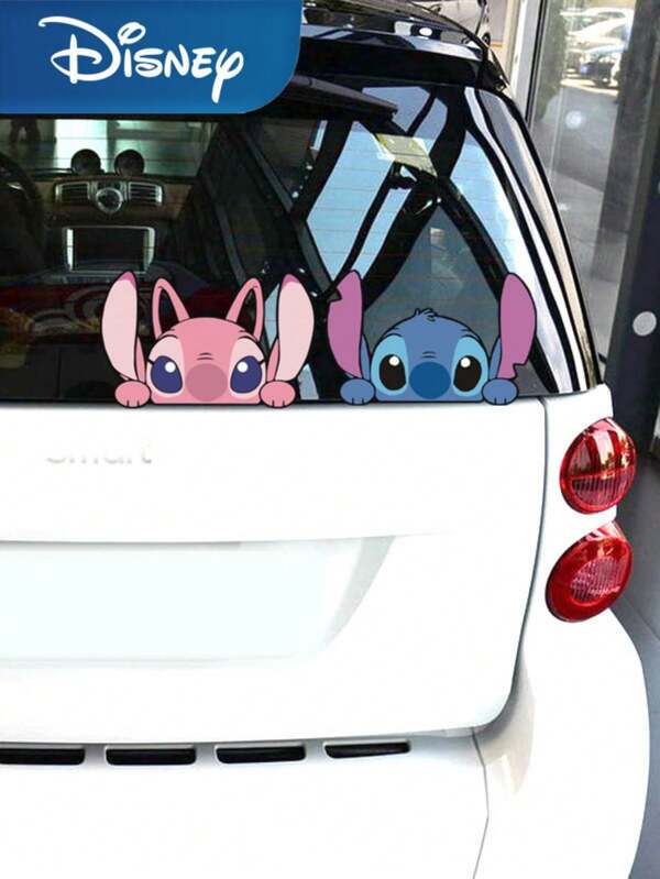 Disney 1pc Disney Stitch, Angel, Cartoon, Galaxy Baby Stitch Scratch Cover Decal Sticker For Electric Motorcycle Decoration, Car Decor, Storage Box