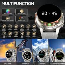 Military Rugged GPS Smartwatch For Men‌, 1.43" AMOLED Display‌, 50M Waterproof‌, 500mAh Battery, BT5.3 Calls, Altitude, Atmospheric Pressure, Compass‌, 170+Sports Tracking, Fitness Tracker For Outdoor, Climbing, Camping, Running, Gym, Compatible With Android & IOS