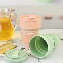 1pc 350ML/500ML Creative Portable Silicone Folding Water Cup Coffee Travel Outdoors Water Business With Lid Water Cup Mini Cup