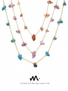 1pc MiDuoDuo Summer Asymmetrical Natural Stone Necklace, Women Beach Vacation Accessory - Natural Stone Necklace - View 12