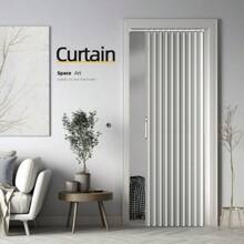 Cortina de puerta plegable de 1 pieza, función de plegado magnético, adecuada para sala de estar, dormitorio, porche, oficina, universal en todas las estaciones 39,5 * 78,7 pulgadas