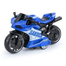1 pièce Moto jouet interactive à rappel, détails extrêmes, matériau en alliage, cadeau de fête raffiné. Peut également être collecté et exposé comme ornement de table, Rentrée scolaire
