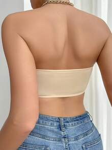 1pc Women's Strapless Seamless Front-Clasp Comfortable Bra - Apricot - View 2