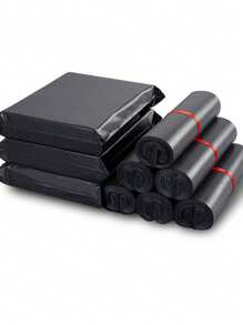 50 opakowań czarnych torebek wysyłkowych z polietylenu - super wytrzymały materiał PE, samoprzylepny klej, wodoodporny, krawędzie, bardzo duży rozmiar do pakowania hurtowego na powrót do szkoły