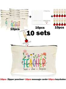 1 PEÇA/5 PEÇAS/10 PEÇAS Organizador de Maquiagem com Tema de Professor de Carta do Arco-Íris, Estilo Y2K Impressão de Letra do Arco-Íris Letra Colorida Design Engraçado Necessaire Portátil para Viagem, Bolsa de Maquiagem, Organizador de Maquiagem, Armazenamento de Maquiagem, Bolsa de Cosméticos, Bolsa de Higiene, Capacidade Grande, para Férias, Praia, Banheiro, Coleção de Quarto