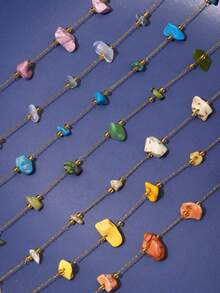 1pc MiDuoDuo Summer Asymmetrical Natural Stone Necklace, Women Beach Vacation Accessory - Natural Stone Necklace - View 6