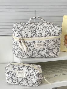 1 件/3 件/套黑白碎花化妆包，多功能收纳袋，便携式旅行化妆品收纳包，大容量男女通用洗漱包，适用于护肤品、口红、配饰、旅行必需品，生日/伴娘/教师/母亲节礼物，适合女性和女孩 - 黑與白 - 查看 10