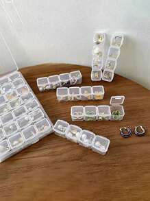 12/28/56-Grids Jewelry Organizer Box With Lid, Transparent Jewelry Storage Box, Detachable & Multi-Functional Jewelry Display Case For Rings, Earrings, Nail Art, Anti-Oxidation, Large Capacity, Suitable For Jewelry Organizers, Jewelry Exhibitors, Jewelry Collectors, Holiday GiftsFor Women Storage Organizer Travel Essentials Back To School Dormitory Storage Fall Decor