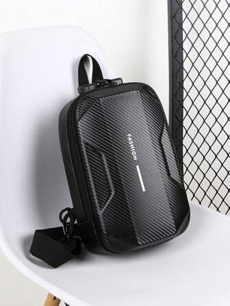 2025 New Hard Shell Motorcycle Riding Backpack With USB Charging, Adjustable Shoulder Strap With Anti-Theft Password Lock, Waterproof And Wear-Resistant Crossbody Bag, Fashionable Sports And Leisure Bag, Compact Outdoor Backpack For Short Distance Camping, Men's Chest Bag As The First Choice For Gift Giving