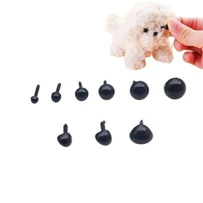 200 chiếc mắt và mũi nhựa nhỏ an toàn, mini, kích thước 3mm, 4mm, 5mm, 6mm, màu đen, dùng cho thú nhồi bông móc len, gấu bông, thú nhồi bông.