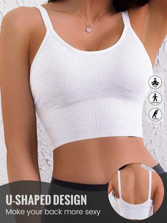 Sujetador deportivo informal para mujer, delgado, con acolchado, sin aros, con soporte elevador y absorción de impactos