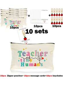 1 PEÇA/5 PEÇAS/10 PEÇAS Organizador de Maquiagem com Tema de Professor de Carta do Arco-Íris, Estilo Y2K Impressão de Letra do Arco-Íris Letra Colorida Design Engraçado Necessaire Portátil para Viagem, Bolsa de Maquiagem, Organizador de Maquiagem, Armazenamento de Maquiagem, Bolsa de Cosméticos, Bolsa de Higiene, Capacidade Grande, para Férias, Praia, Banheiro, Coleção de Quarto