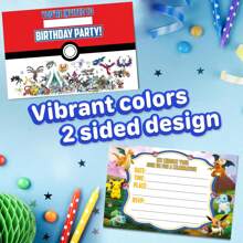 pokemon 10pcs Cartoon Pattern Party Greeting Card Invitations And Envelopes, Birthday Invitation Cards, Party Invitation Cards, Pokémon Pattern Greeting Card Invitations