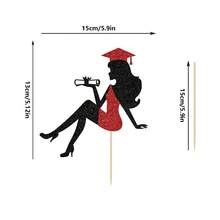 1pc/3pcs High Heel Woman Graduation Cake Topper Glitter Grad Cap Diploma Graduation Cake For GraduationTheme Party Supplies - Multicolor - View 3