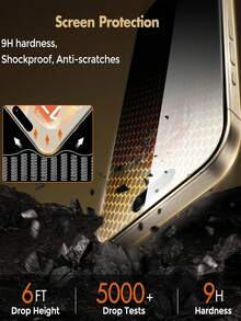 6片装隐私屏幕保护膜，兼容 17/16/16e/15/14/13/13 Pro/12/11/17 Pro Max/17 Air/16 Pro Max/15 Pro Max/14 Pro/Plus/Mini/X/XR/XS Max/7/8/SE2/SE3，9H+钢化玻璃，兼容Dynamic Island，防刮花，全覆盖，隐私防窥 - 黑色 - 查看 5