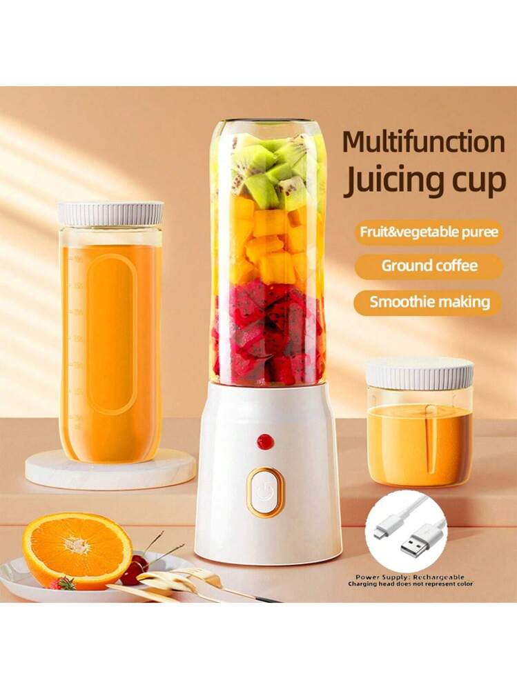 1 عصارة كهربائية محمولة لا سلكية سعة 450 مل، شكسبي...