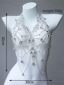 Diamond Water Drop Gorgeous Sexy Bikini Body Chain - Silver - View 2
