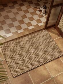 1pc Raw Linen Textured Visual Effect, Lightweight Anti-Slip Doormat, Bathroom Mat, Indoor Entryway Rug, Bathroom Bedroom Mat, Outdoor Carpet, Dirt-Resistant Easy Care, Machine Washable & Ironing, Home Decor Gift