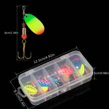 Estuche de 10 piezas Conjunto de lentejuelas giratorias de largo alcance, lentejuelas metálicas pintadas en varios colores, señuelo de pesca de 3 ganchos