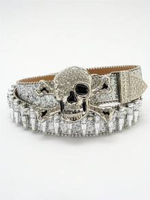 1 件男士多色骷髅头子弹扣街头时尚朋克嘻哈皮带 - 彩色 - 查看 16