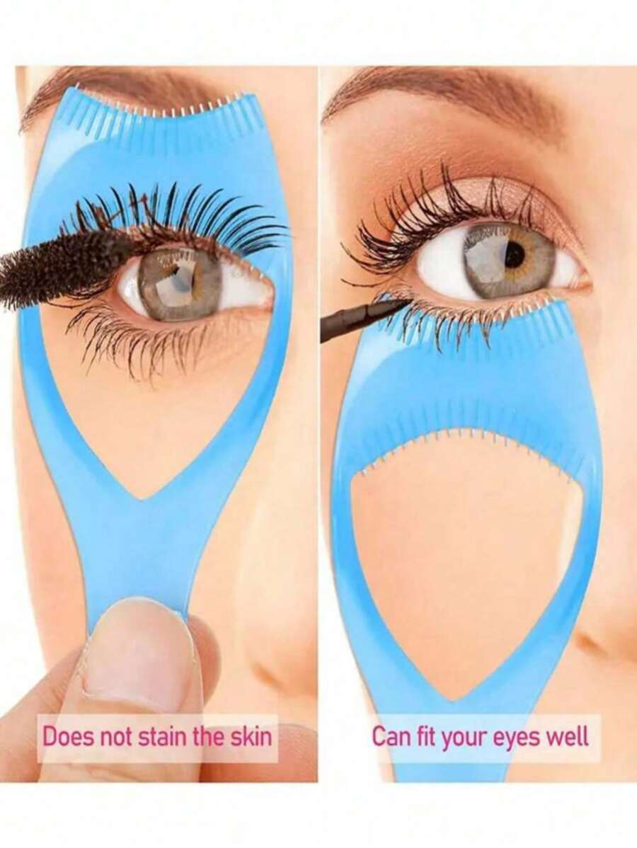 1 pieza Herramienta de maquillaje 3 en 1 para sombra de ojos, peinilla de pestañas y plantilla de delineador de ojos, aplicador de maquillaje reutilizable que ayuda a lograr pestañas y delineado de ojos perfectos