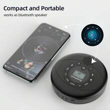 CD-Tragbarer Spieler, Bluetooth-Drahtlosverbindung, USB-Aufladung + AUX-Kabeleingang, HiFi-Soundqualität, LCD-Displaybildschirm, geeignet für Auto, Zuhause, Outdoor-Nutzung, 3-in-1-Geschenk
