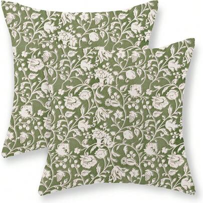 2 fundas de almohada de lino, fundas de almohada con estampado floral vintage para sofá, sala de estar, dormitorio, patio y jardín, impresión de un solo lado, sin incluir el relleno de la almohada (16"X16", 18"X18", 20"X20")