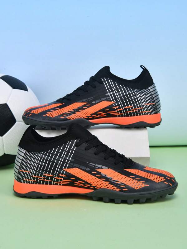 1 Pair Football/Soccer Shoes With Cleats, High-Top Outdoor/Artificial Turf Training Shoes, Professional Team Sports Shoes With Lace-Up, Non-Slip Rubber Sole, Lightweight High Performance Design