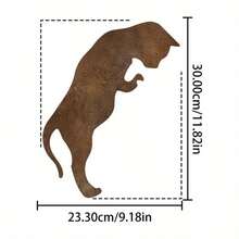 1pc Rustic Weathered Metal Cat Statue, Classic Outdoor Garden Decor, Freestanding Lawn Ornament, No Electricity Needed, Ideal Mother's Day Gift, Distressed Finish - Rust - View 2