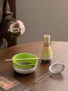 Matcha Five-Piece Set, Ceramic Matcha Bowl, Natural Bamboo Tea Whisk, Beginners, Refreshment Tools, Matcha Making Tools, Gift Box Back To School